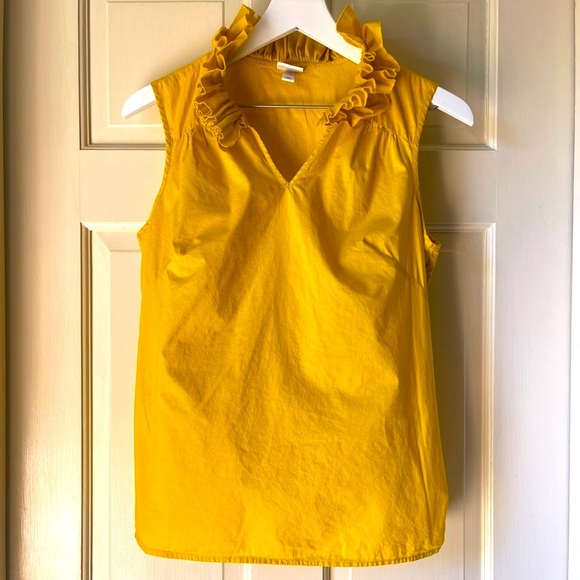 Merona ruffle collar sleeveless tank side zip golden yellow - Picture 2 of 6